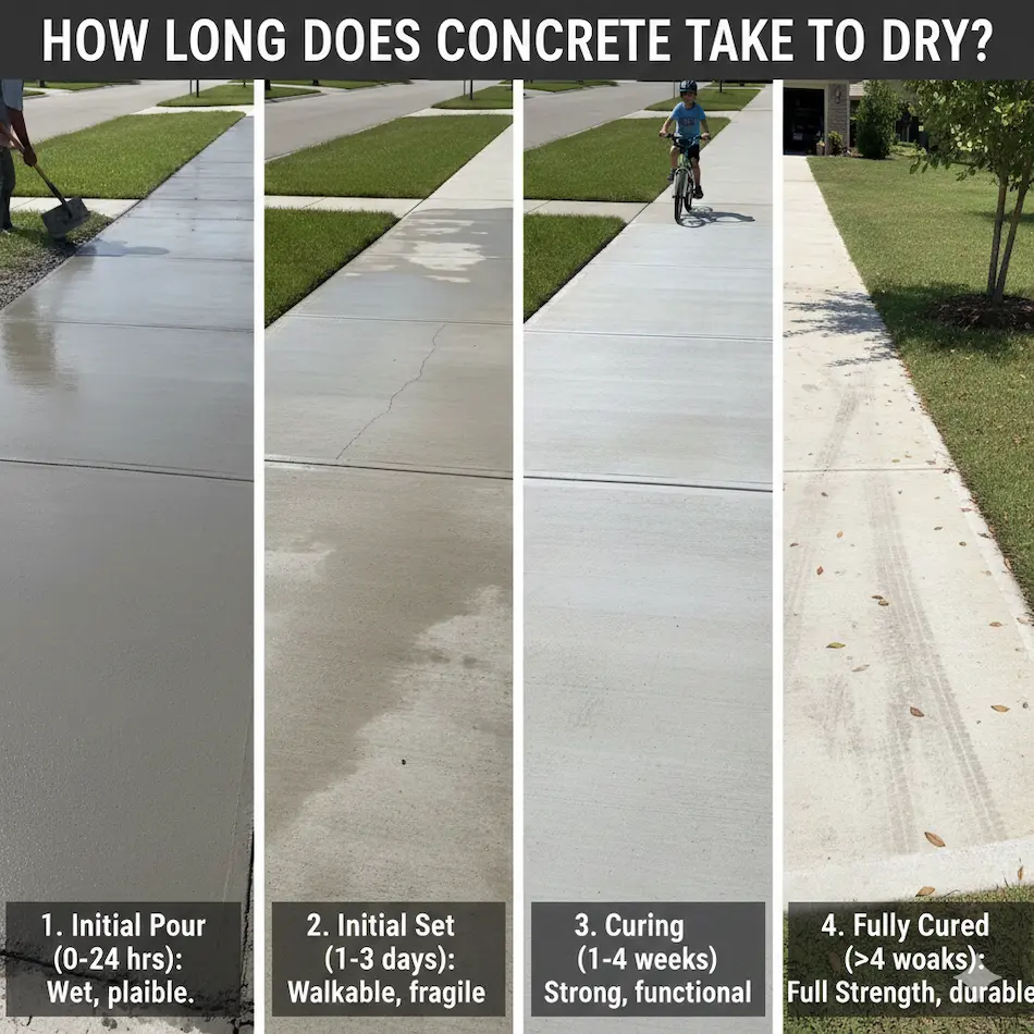 How long does concrete take to dry 
