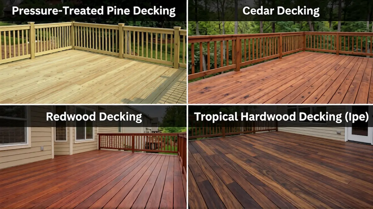 What are the types of wood decking? 