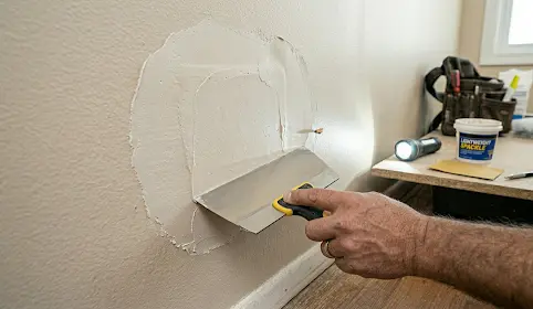 spackling a wall hole